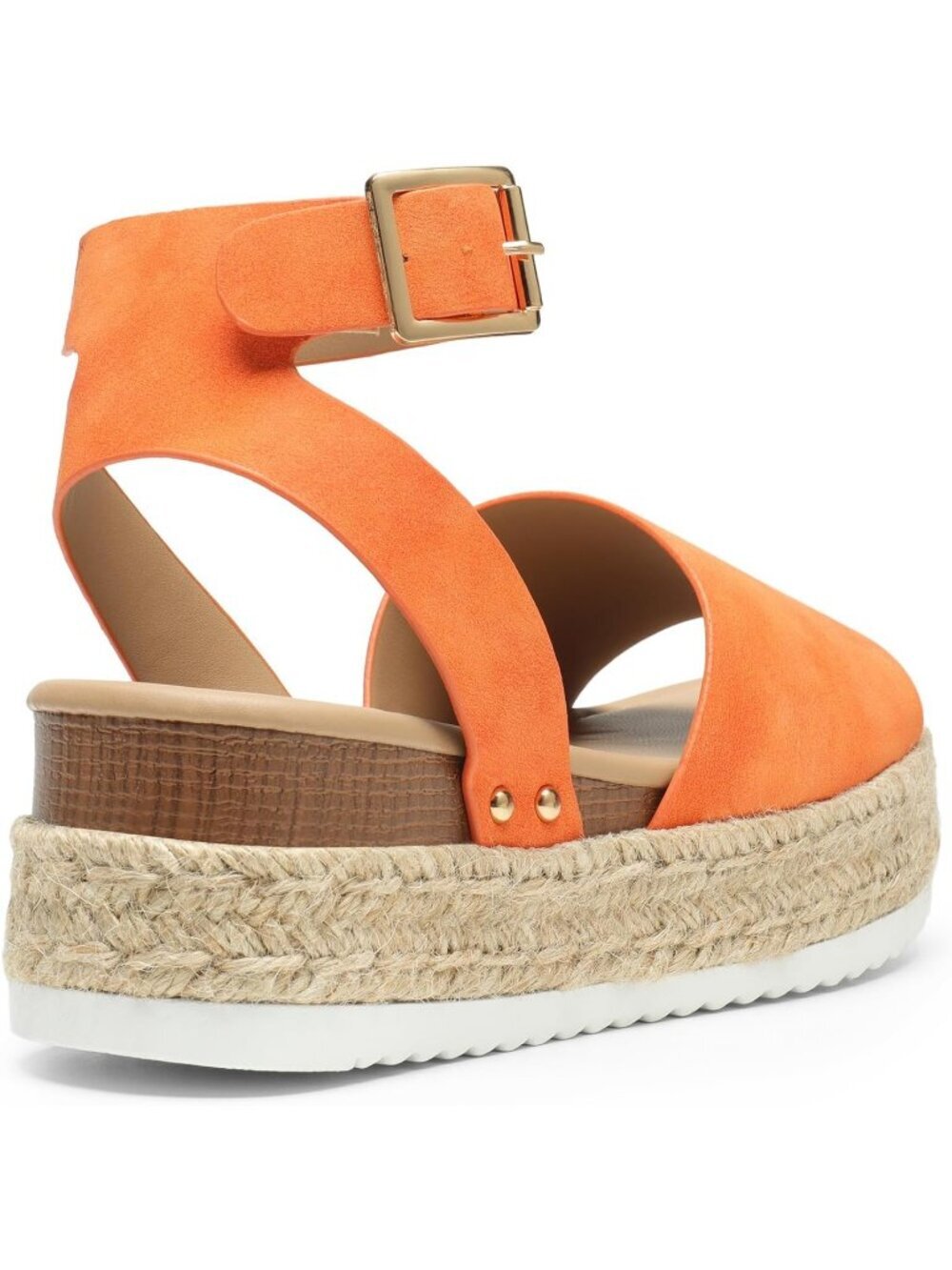Women's Orange Comfortable Platform Espadrilles Ankle Strap Wedge Sandal Shoes - Picture 4 of 6